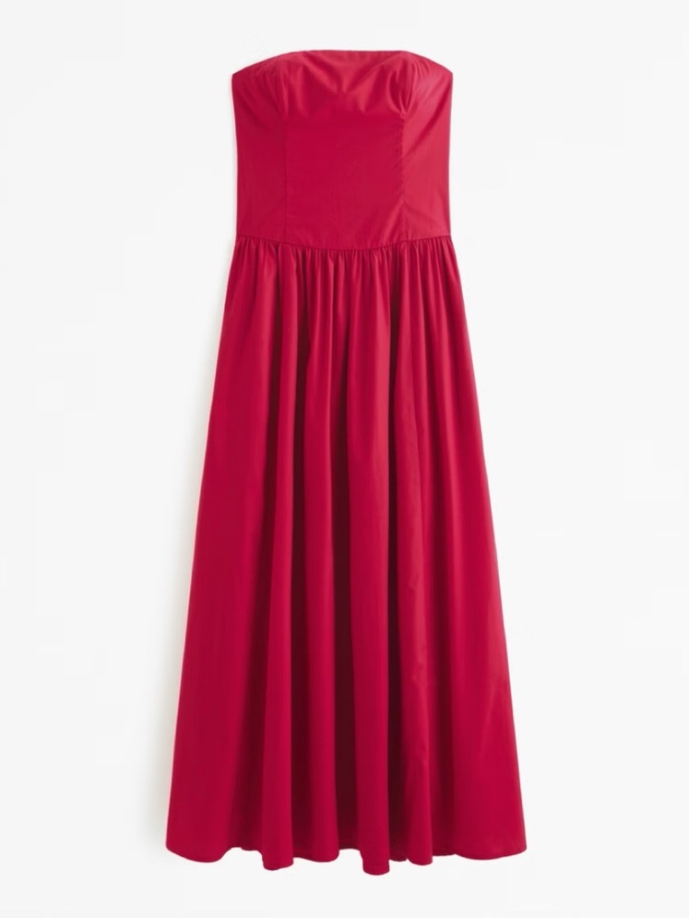 Abercrombie Strapless Drop-Waist Maxi Dress Red